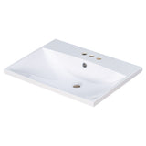 24" Bathroom Vanity Top Only White Basin 3-Faucet Holes  4" Faucet Available Ceramic - V.I.P Digital Presence