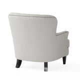 Modern light grey fabric club chair and Ottoman set, stylish cushioned armchair, paired with Ottoman style - V.I.P Digital Presence