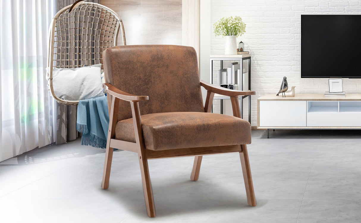 Medieval modern chair, solid wood frame living room chair, accent chair with ultra thick backrest - V.I.P Digital Presence
