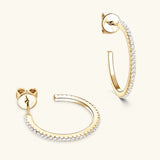 Inlaid Moissanite 925 Sterling Silver C-Hoop Earrings - V.I.P Digital Presence