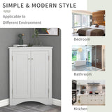White Triangle Bathroom Storage Cabinet with Adjustable Shelves, Freestanding Floor Cabinet for Home Kitchen - V.I.P Digital Presence