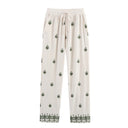 Elastic Waist Tied Embroidered Wide Leg Pants for WomenStyle Fashion Casual - V.I.P Digital Presence