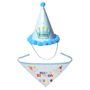 2Pcs/Set Dog Hat Bib Dog Birthday Bandana Scarf Adjustable Bandana Neckerchief Cat Dog Birthday Bib Hat Pet Supplies - V.I.P Digital Presence