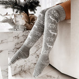 Christmas elk snowflake knitted woolen stockings for women long over knee pile socks stockings - V.I.P Digital Presence