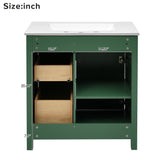 30-Inch Green Bathroom Vanity with Ceramic Sink and Ample Storage - Ideal Choice for Small Bathrooms - V.I.P Digital Presence