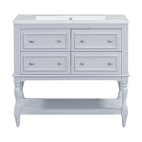 36" Bathroom Vanity Cabinet with Sink Combo Set, Undermount Resin Sink, Free Standing Vanity Set with 4 Drawers Blue - V.I.P Digital Presence