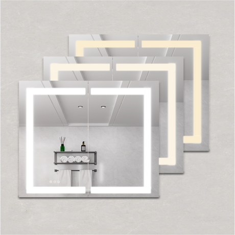 36 x 30 inch Medicine Cabinet with LED Vanity Mirror Anti-Fog  Recessed or Surface Mount Waterproof DimmableAluminum 3000K~6000K Lighted Double Door Bathroom Cabinet with Touch Switch - V.I.P Digital Presence