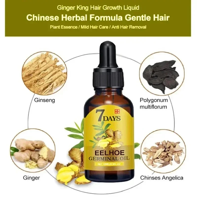 7 Day Fast Hair Growth Oil Ginger Growth Hair Treatment Anti Hair Loss Men Women Scalp Treatment Serum Products Beauty Product - V.I.P Digital Presence