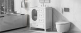 30" Bathroom Vanity with Sink, Bathroom Vanity Cabinet with Three Drawers and Door, Solid Wood and MDF, White - V.I.P Digital Presence