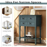 TREXM Narrow Console Table, Slim Sofa Table with Three Storage Drawers and Bottom Shelf for Living Room, Easy Assembly (Navy) - V.I.P Digital Presence