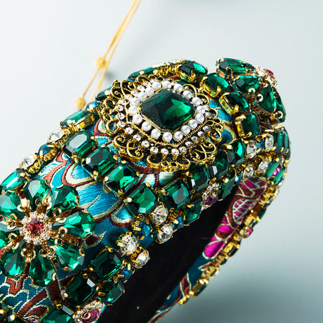 Hair Hoop Baroque Court Style Heavy Industry Full Drill Hoop Thickened Sponge Embroidery Wide-Brimmed Prom Hair Accessories - V.I.P Digital Presence