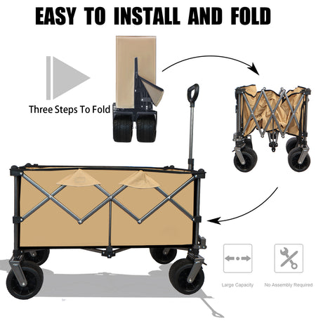 Collapsible Folding Wagon Push Pull Foldable Beach Wagon Cart - V.I.P Digital Presence