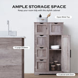 Bathroom Storage Cabinet with Storage 5 Drawers and 1 Door, Entryway Cabinet with Adjustable Shelf Grey - V.I.P Digital Presence