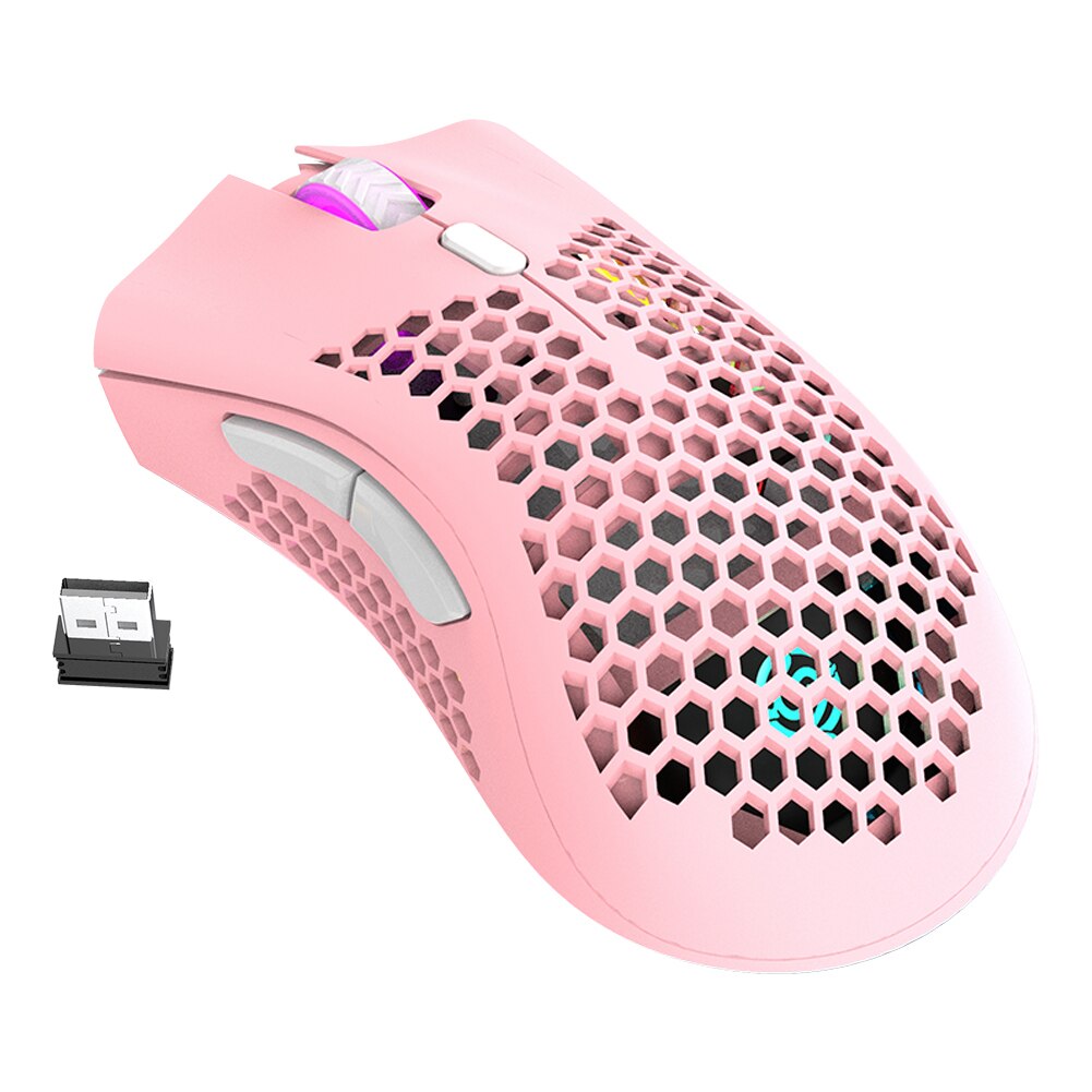 2.4GHz Wireless Gaming Mouse 7 Button 1600 DPI Adjustable RGB Backlit Rechargeable Mouse Lightweight Honeycomb Shell Gamer Mice - V.I.P Digital Presence