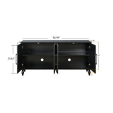Carved Flower Door Large Storage Cabinet With Metal Handle Suitable For Living Room, Kitchen, Entryway(BLACK) - V.I.P Digital Presence