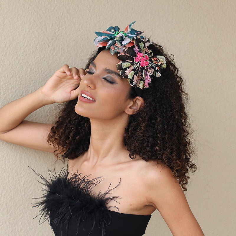 Handmade Fabric Flower Women's Wide Edge Pressed Hair Hoop - V.I.P Digital Presence