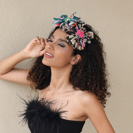 Handmade Fabric Flower Women's Wide Edge Pressed Hair Hoop - V.I.P Digital Presence