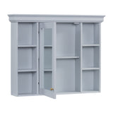 35'' x 28'' Blue Wall Mounted Bathroom Storage Cabinet with Mirror Door, Modern Bathroom Wall Cabinet with Mirror - V.I.P Digital Presence