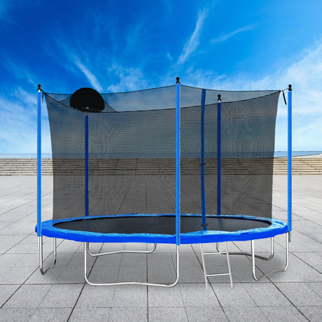12FT Trampoline for Adults & Kids with Basketball Hoop, Outdoor Trampolines w/Ladder and Safety Enclosure Net for Kids and adult - V.I.P Digital Presence