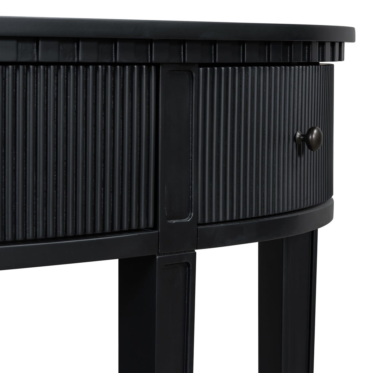 U-Style Distinctive Features of Pine Veneer Console Table with Vertical Stripe Drawer Fronts and Four Legs - V.I.P Digital Presence
