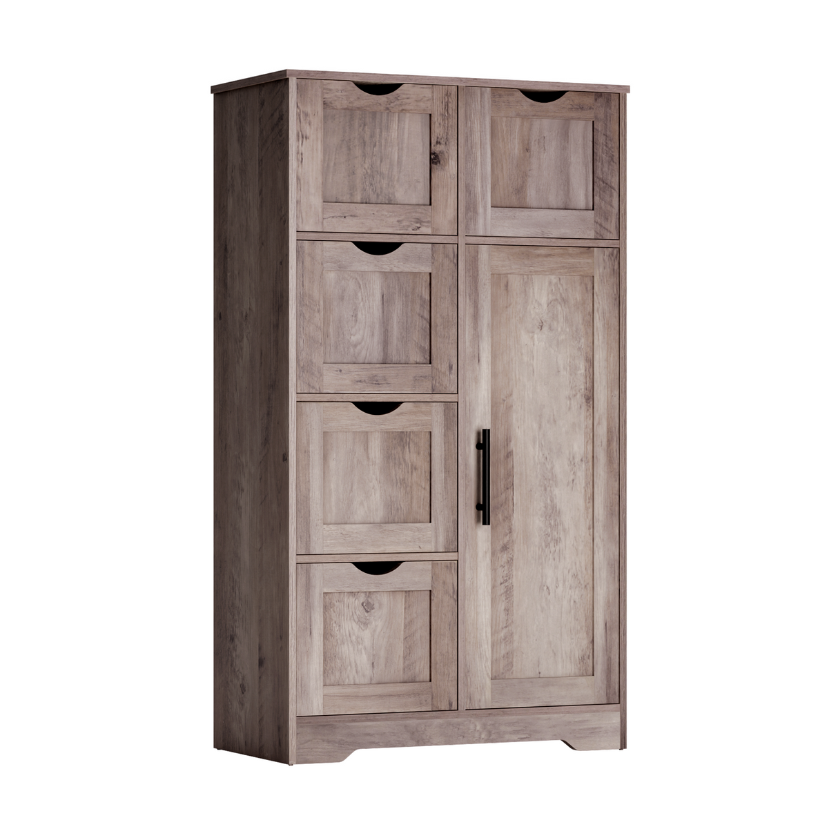 Bathroom Storage Cabinet with Storage 5 Drawers and 1 Door, Entryway Cabinet with Adjustable Shelf Grey - V.I.P Digital Presence