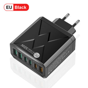 Fast charging mobile phone charger standard PD55W QC3.0+PD25W 3PD+3USB travel charging head - V.I.P Digital Presence