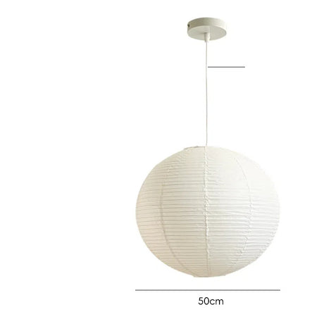 White Japanese style pendant light simple living room round rice paper round LED pendant light - V.I.P Digital Presence