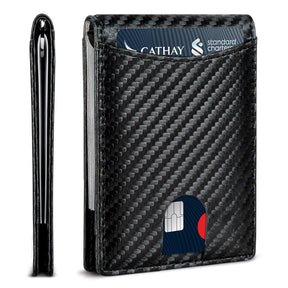 Carbon fiber pattern fashion dollar clip men's wallet short 2-fold ultra-thin anti-theft brush men's wallet - V.I.P Digital Presence