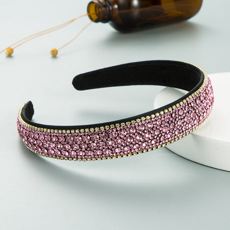Korean Version Of The Same Trend Color Full Drill Non Slip Headband Women's Simple Headdress Pressure Hair Wash Face Hair Accessories - V.I.P Digital Presence