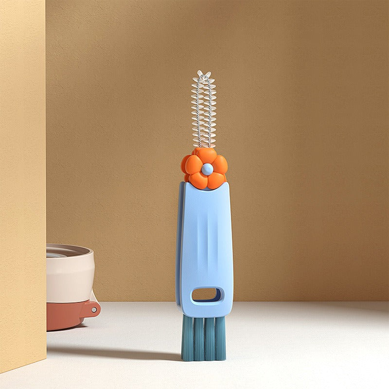 Petal three in one cup lid brush multifunctional gap cleaning brush milk bottle mouth groove cup brush - V.I.P Digital Presence