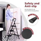Four step ladder, lightweight folding four step stool, wide anti slip pedal and safety handle, sturdy steel ladder - V.I.P Digital Presence