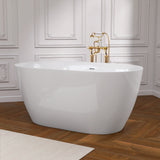 51 Inch Acrylic Freestanding Bathtub Contemporary Soaking White Tub with Overflow and Pop-up Drain Glossy White - V.I.P Digital Presence