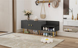 Modern Shoe Storage Bench with Hidden Storage and Upholstered Cushions for Bedside, Living Room and Entryway (Gray) - V.I.P Digital Presence