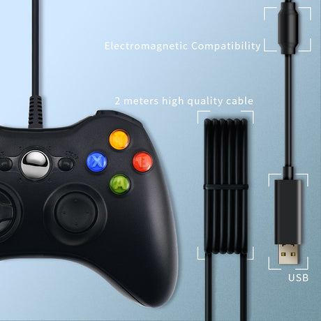 DATA FROG USB Wired Gamepad for Xbox 360 /Slim Controller for Windows 7/8/10 Microsoft PC Controller Support for Steam Game - V.I.P Digital Presence