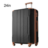 Hardshell Luggage Spinner Suitcase with TSA Lock Lightweight Expandable 24'' (Single Luggage) Black Brown + ABS + 24 Inch