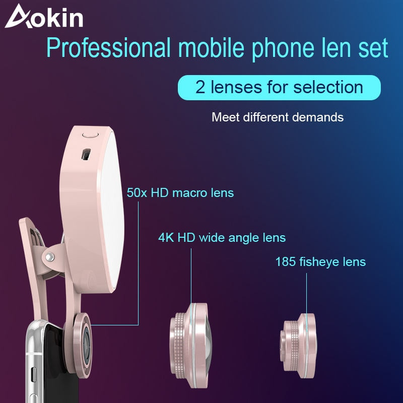 Selfie Ring Light with HD 3 in 1 Fisheye Wide Angle Macro Lens Flash Led Camera Phone Photography for iPhone Samsung Lens - V.I.P Digital Presence