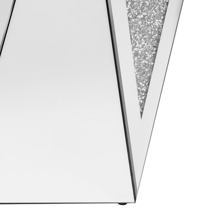 U-Can 13.8'' Silver Square Mirrored End Table, Modern Side Table with Crushed Diamond for Living Room, No Assembly Required - V.I.P Digital Presence