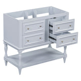 36" Bathroom Vanity Cabinet without Sink Standing Vanity Set with 4 Drawers& Soft Closing Doors Blue (NOT INCLUDE BASIN SINK) - V.I.P Digital Presence