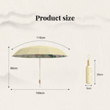 Marco de aleación de aluminio dorado y caucho de color de 16 costillas: nuevo paraguas plegable retro chino con protección solar y resistencia a los rayos UV.