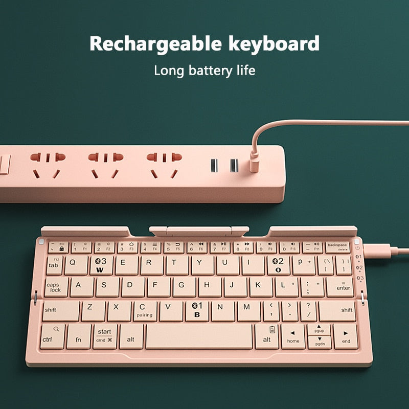 Mini teclado plegable inalámbrico compatible con Bluetooth, teclado plegable para computadora portátil, Windows, Android, tableta, iPad y teléfono. 