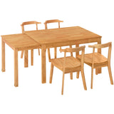 TOPMAX 65 "5-piece set with wheels, expandable dining table set, 17.7" pull-out side table and small dining chairs, natural