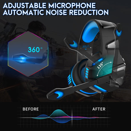 Head mounted gaming headphones RGB headphones wired headphones mobile phones computers subwoofers - V.I.P Digital Presence