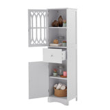 Tall Bathroom Cabinet, Freestanding Storage Cabinet with Drawer and Doors, MDF Board, Acrylic Door, Adjustable Shelf, White - V.I.P Digital Presence