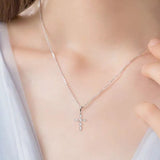 925 Sterling Silver Moissanite Cross Pendant Necklace - V.I.P Digital Presence