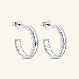 925 Sterling Silver Inlaid Moissanite C-Hoop Earrings - V.I.P Digital Presence