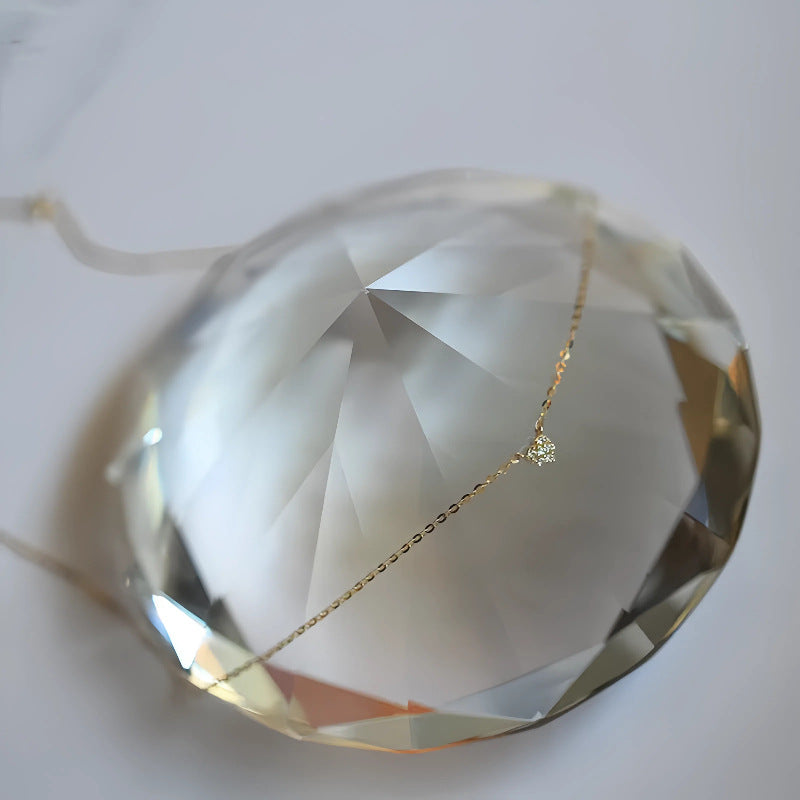 S925 pure silver plated with 14K gold mini heart necklace women's diamond studded peach heart extremely fine collarbone chain ﻿ - V.I.P Digital Presence