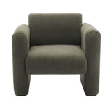 Modern style chair with sheepskin Sherpa fabric soft cushion, comfortable armchair, soft with backrest and pillow, seaweed green - V.I.P Digital Presence