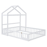 Wooden Full Size Children's Bed with Detachable Headboard and Integrated Clothes Drying Rack, White - V.I.P Digital Presence