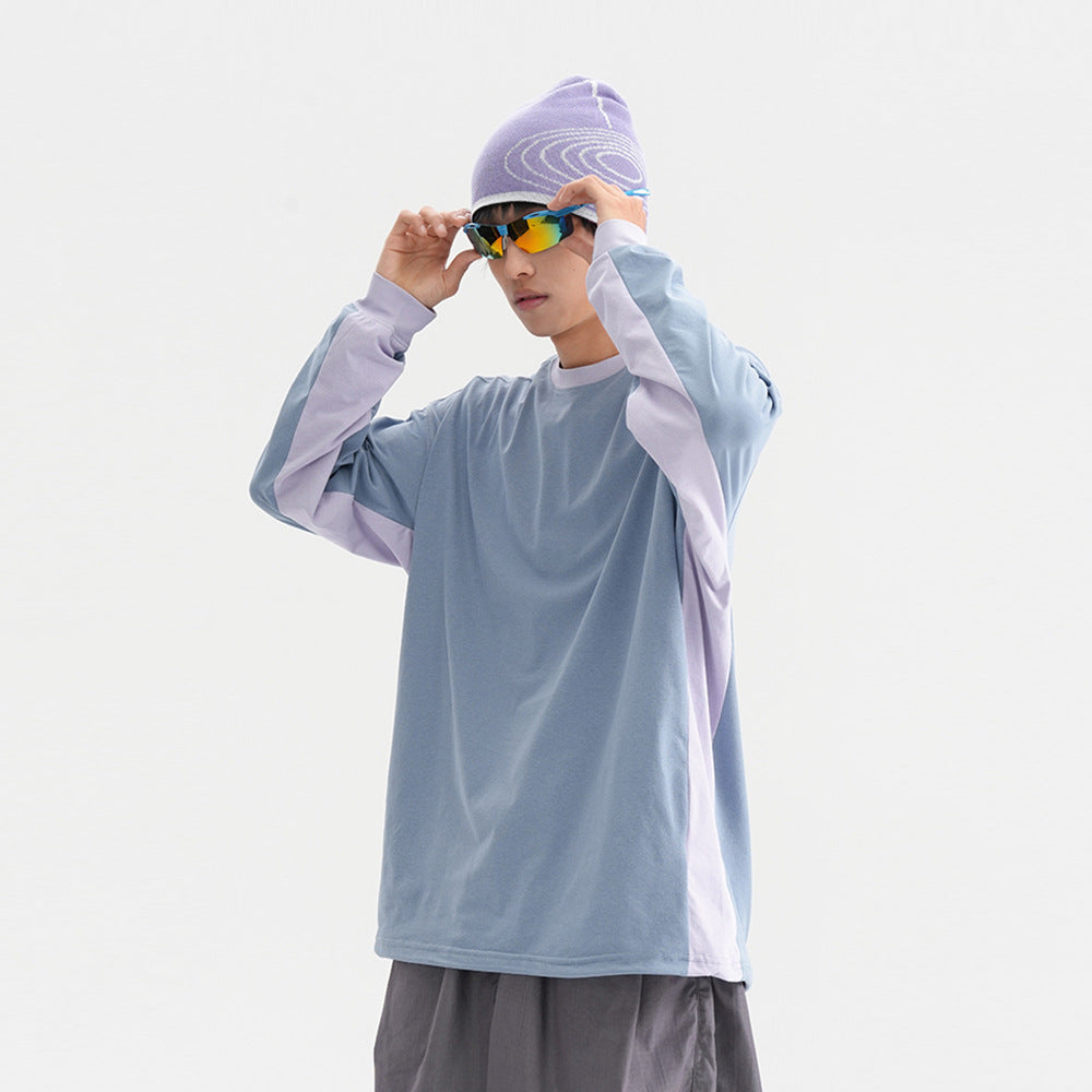 Trendy American Style Loose Long Sleeve T-Shirt for Men and Women, Breathable Quick-Dry Sun Protection with Drawstring Hem Round Neck Top - V.I.P Digital Presence