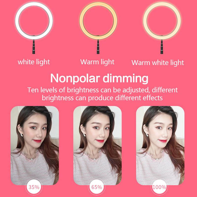 Foldable LED Ring Light Dimmable Selfie USB Ring Video Light with 1.68m Stand For Video Youtube Tiktok Makeup Flash - V.I.P Digital Presence